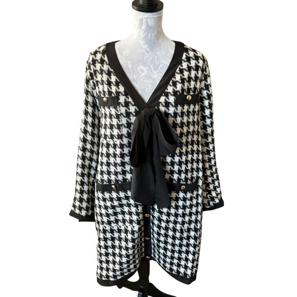 Tuckernuck Pomander Place Coco Tweed Bow Dress Long Sleeve Womens XXLARGE - Picture 1 of 4